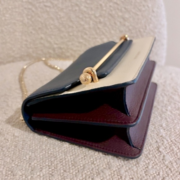 Strathberry East/West Handbag in Navy/Cream/Maroon - Picture 2 of 10